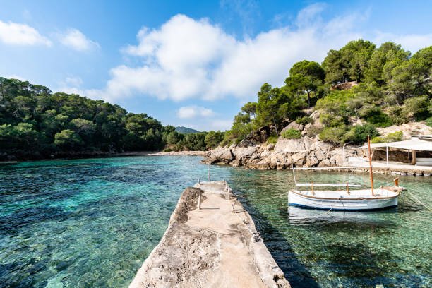 Cala Mastella beach in the east of Ibiza,